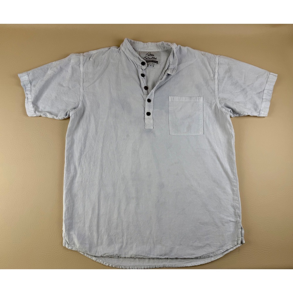 Coastal Minimalist Henley Shirt Organic Cotton Blue Medium Cotton Collection